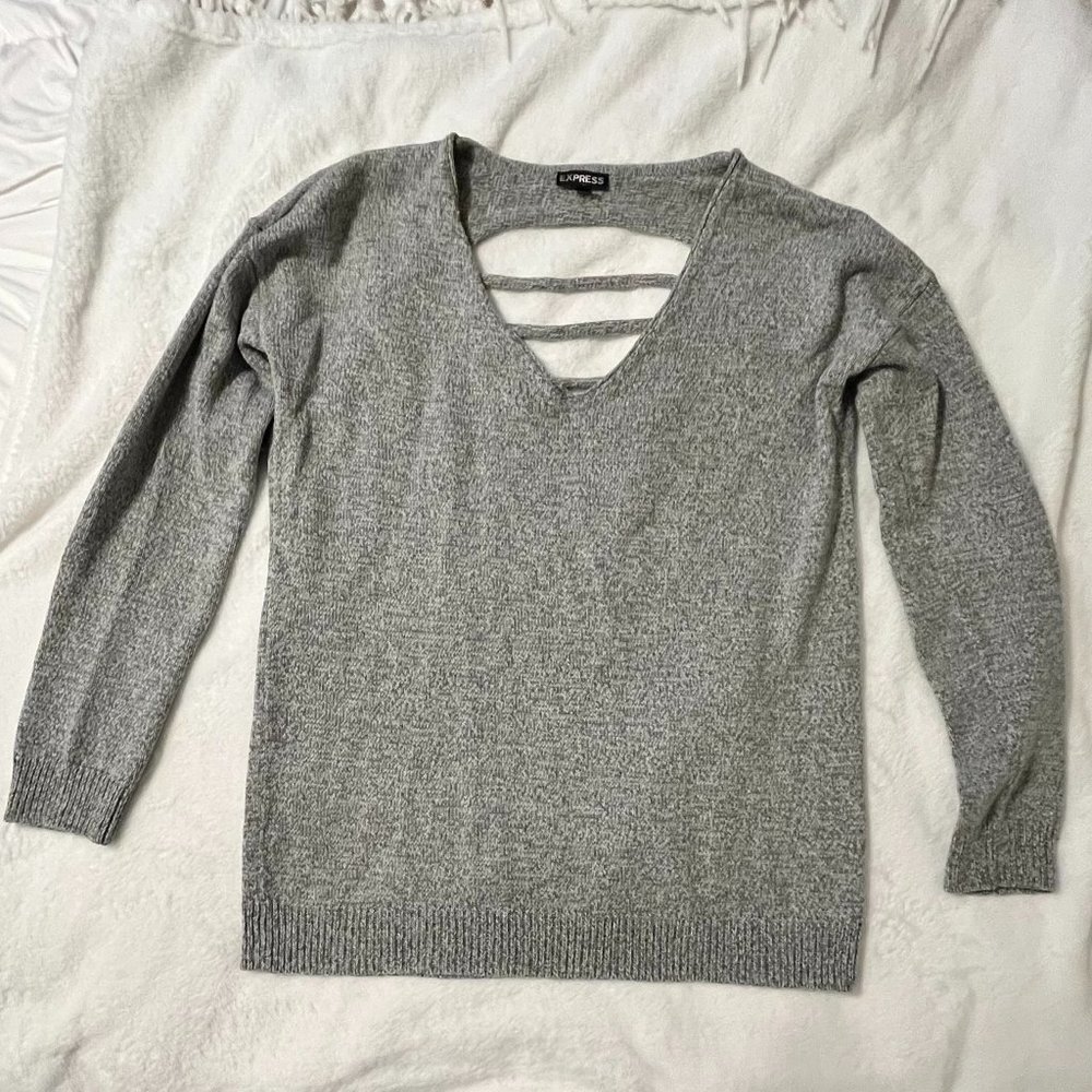 Gray Express Slash Back Sweater